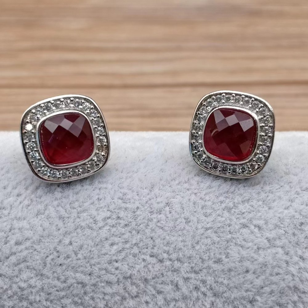 David Yurman's garnet and paving diamond stud earrings